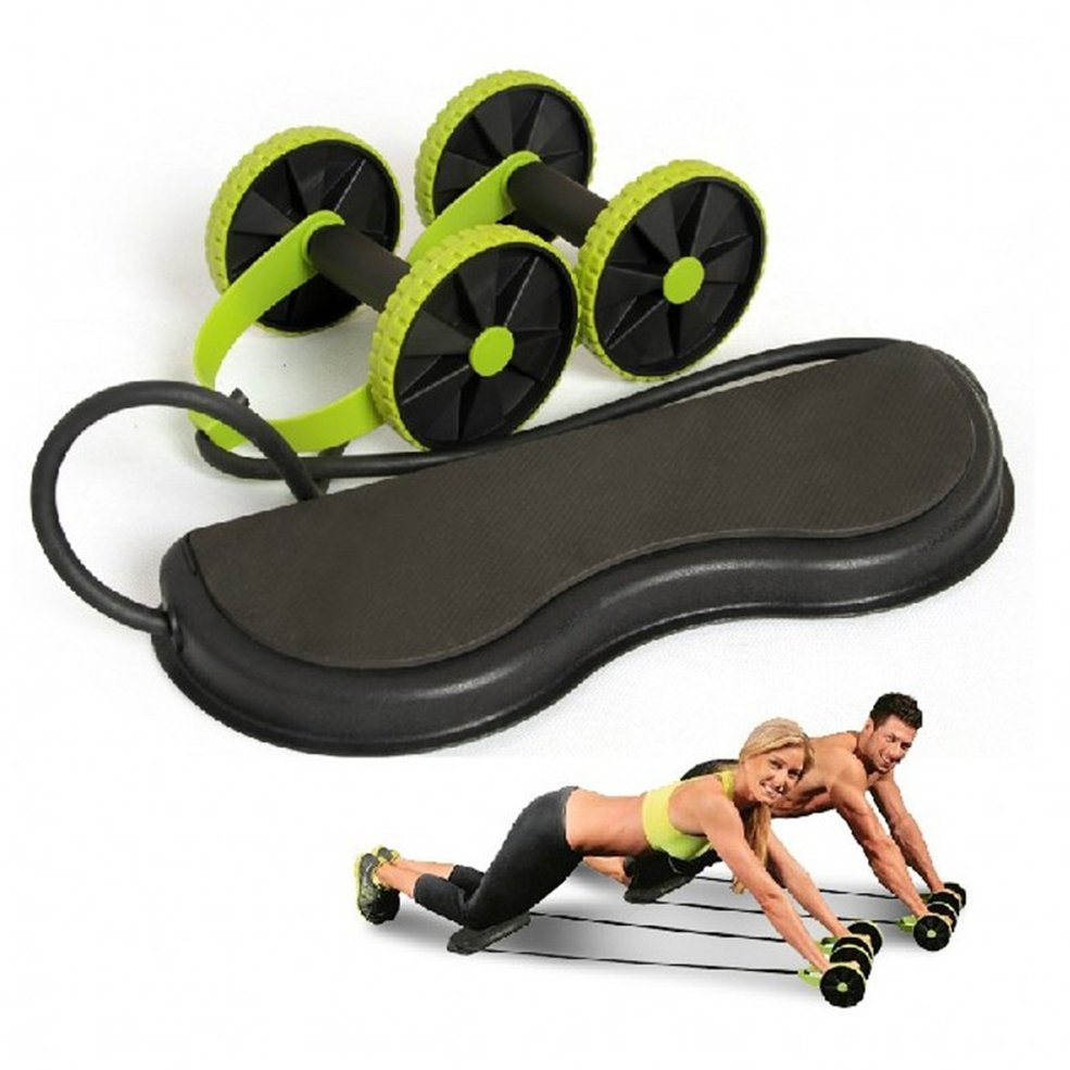 DOUBLE ROLLER MUSCLE TRAINER ABDOMINAL WHEEL ENERGY RESISTANCE BANDS GYM ARM TRAINING FITNESS