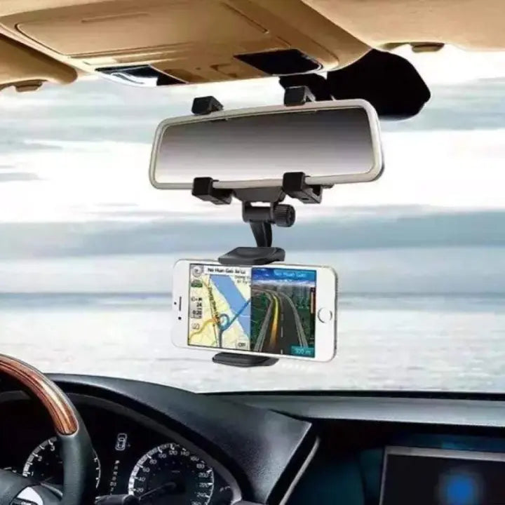 Universal  Rearview Mirror 360 Degrees Rotating Car Smart Phone Holder