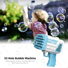 32 Holes Bubble Machine Children's Automatic Bubble Gun, Gatling Electric Soap Bubble Toys