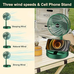 Folding Telescopic Floor Fan 3 Gears Summer Silent Desktop Retractable Fan For Office Bedroom School Usb Rechargeable Ventilator