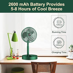 Folding Telescopic Floor Fan 3 Gears Summer Silent Desktop Retractable Fan For Office Bedroom School Usb Rechargeable Ventilator