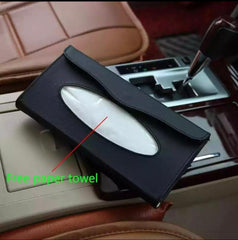 Car Tissue Box Visor Type PU Leather Car Tissue Box Napkin Holder Car Tissue Holder Car Seat Box Black