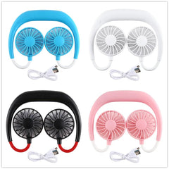 Portable Hands-free Neck Dual Fan Mini Air Cooler For Summer 2000mA