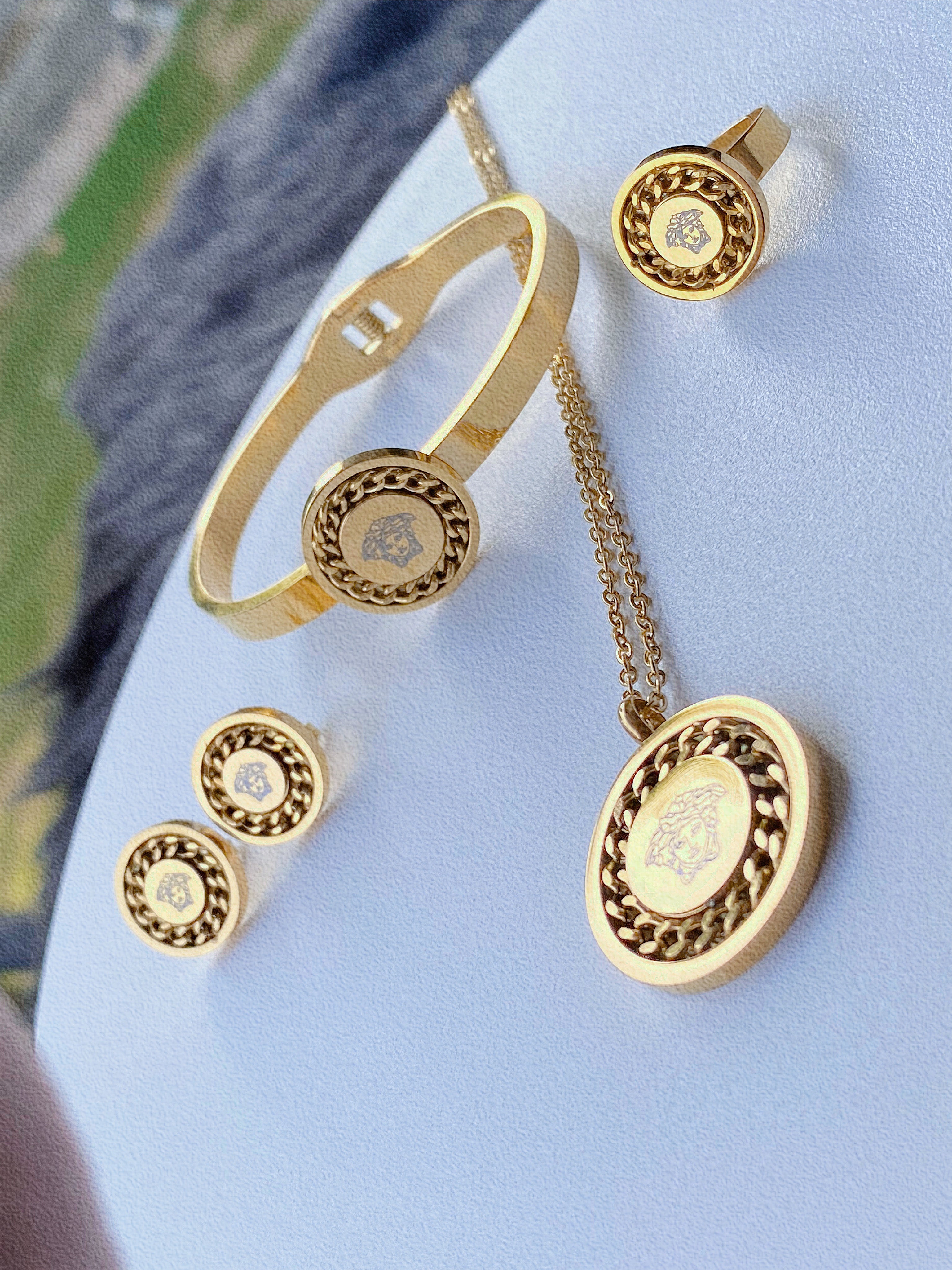 VERSACE 18k Gold Plated Stainless Steel Jewelry