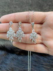 Zircon Fashion Pendant and Earrings