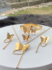 Frosted Butterfly 2011 18k Gold Plated Stainless Steel Jewelry