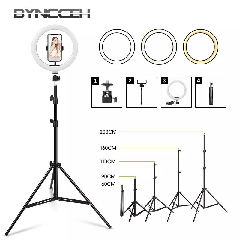 26cm Ring Light with 2.1M Adjustable Tripod Stand