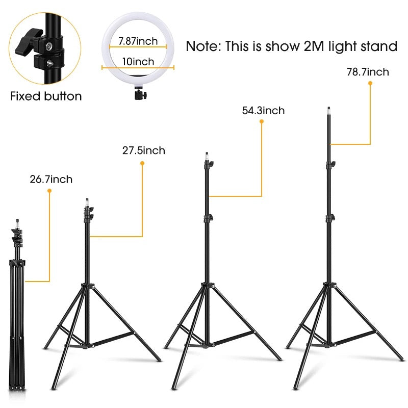 26cm Ring Light with 2.1M Adjustable Tripod Stand