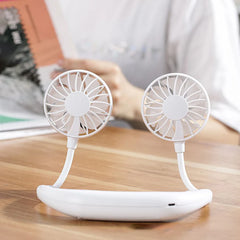 Portable Hands-free Neck Dual Fan Mini Air Cooler For Summer 2000mA